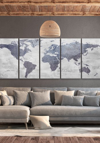 ARTGEIST verdenskort, 5-delt - Concrete World Map Narrow - Flere st�rrelser