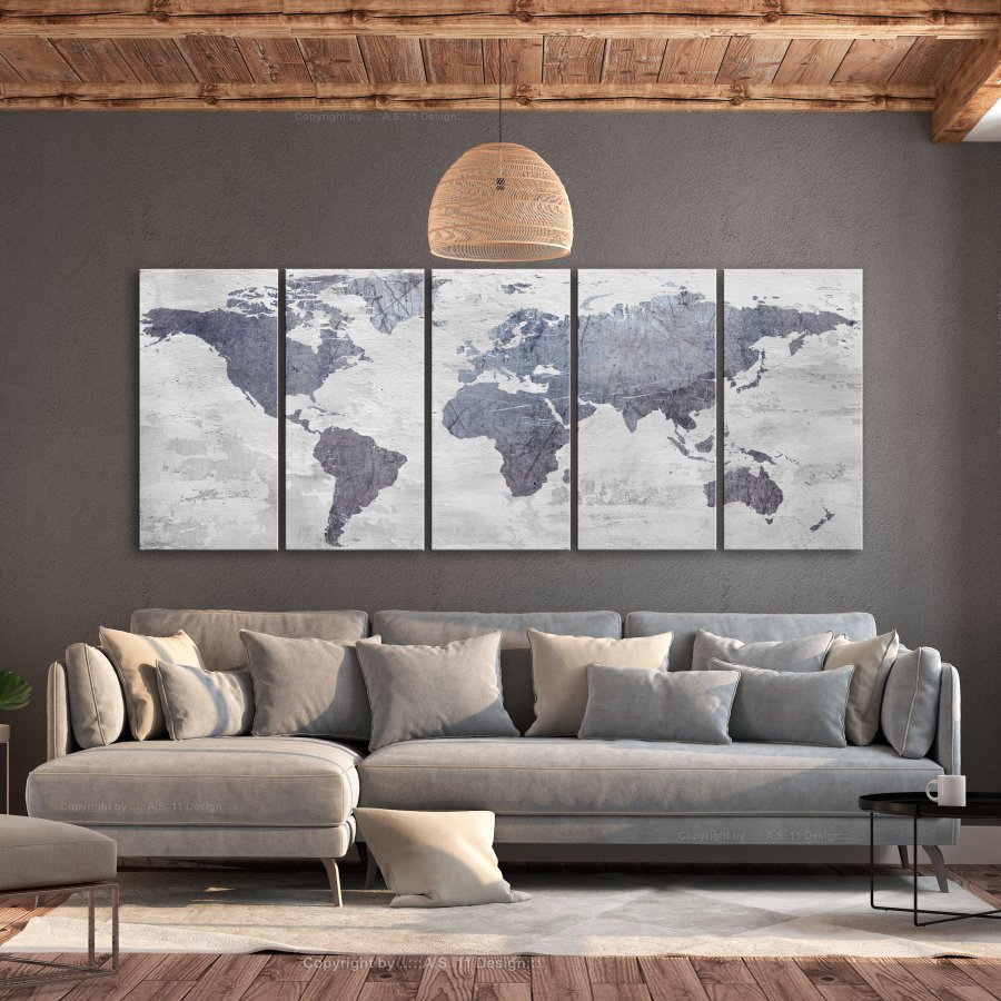 ARTGEIST verdenskort, 5-delt - Concrete World Map Narrow - Flere st�rrelser