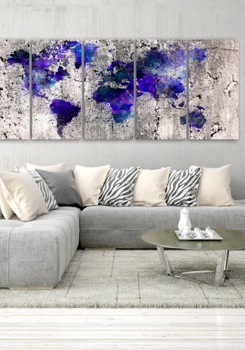 ARTGEIST billede af verdenskort, 5-delt - Verdenskort Ink Blots Narrow - Flere st�rrelser