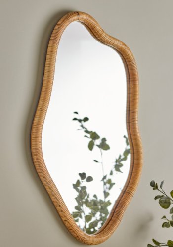 BLOOMINGVILLE Ashlie veggspeil, organisk - speilglass og naturlig rotting (80x50)