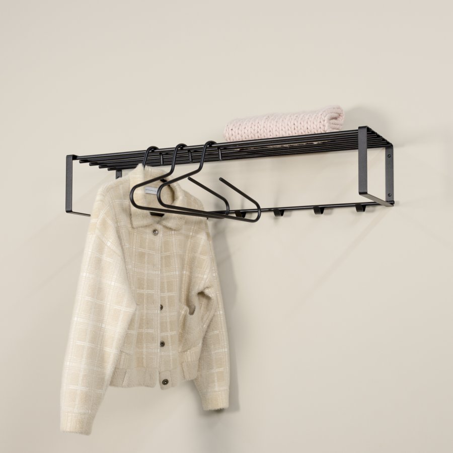 SPINDER DESIGN Rex 2 XL hattehylle, m. 7 kroker - svart stl (B:100)