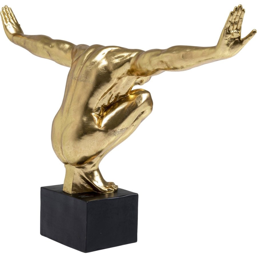 KARE DESIGN Athlete XL Gold Figur - Gold/Schwarz Polyresin/Marmor