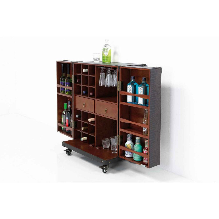 KARE DESIGN Colonial barskab - brunt stof, m. skuffer 