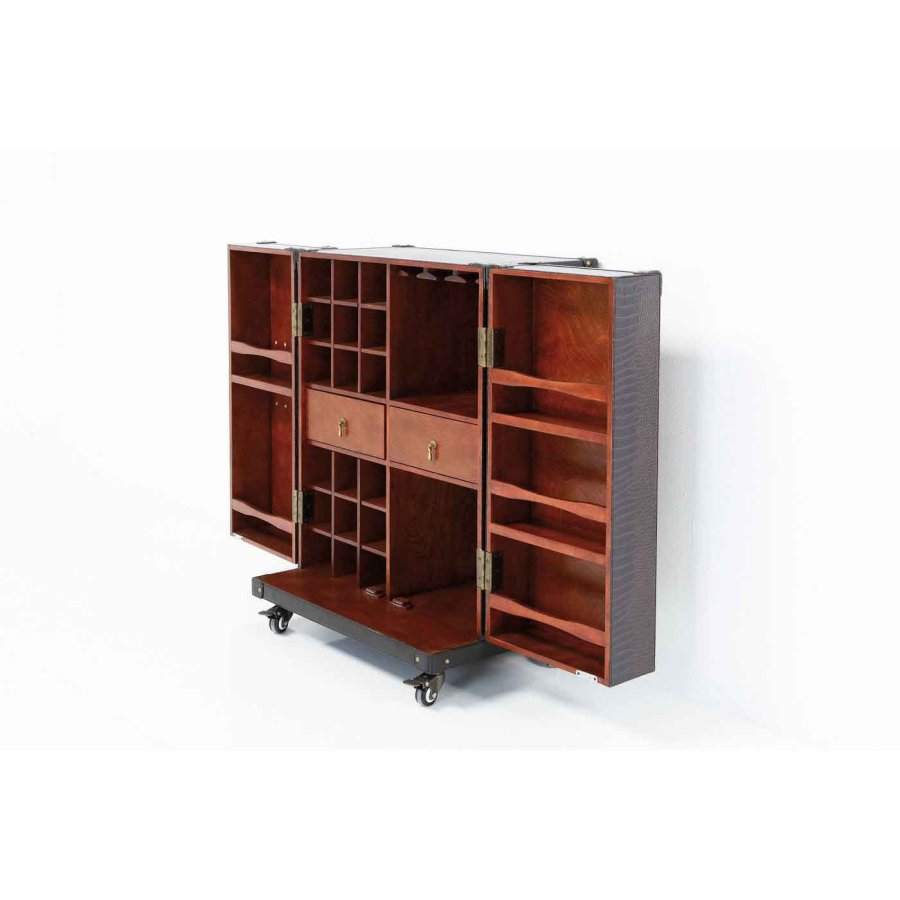 KARE DESIGN Colonial barskab - brunt stof, m. skuffer 