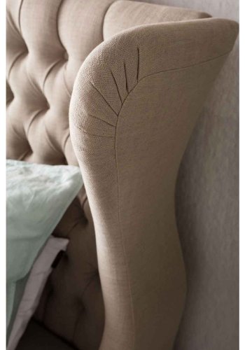 KARE DESIGN Bed City Sängram - Sandfärgat Tyg, 160 x 200 cm