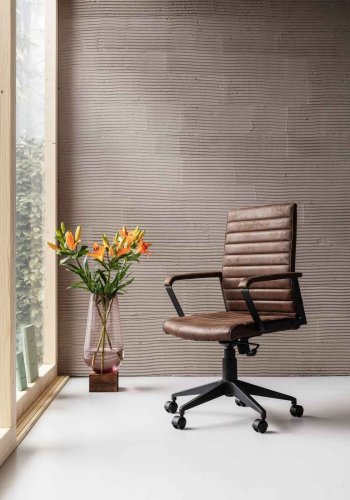 KARE DESIGN Labora skrivebordsstol, m. armln, vippefunktion - brun polyester, stl, polyamid nylon