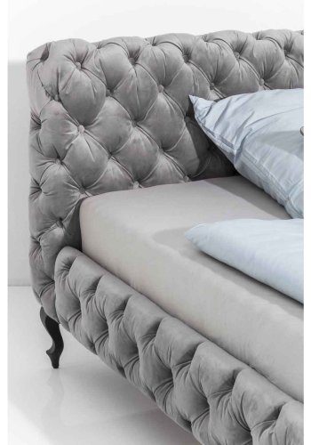 KARE DESIGN Desire velvet Silver Grey sengeramme - gr polyester/massiv bg (200x200)