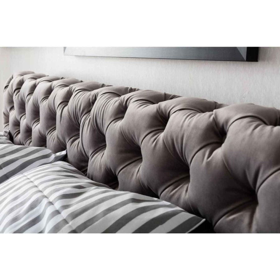 KARE DESIGN Desire velvet Silver Grey sengeramme - gr polyester/massiv bg (200x200)