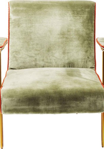 KARE DESIGN Tante Betty Cocktailstol - grnn og flerfarget flyel og messing, med armlener