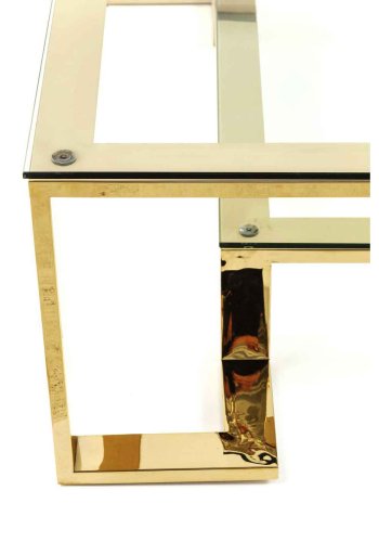 KARE DESIGN Gold Rush salongbord - glassplate og gullstl (120x120)