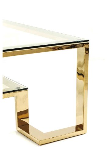 KARE DESIGN Gold Rush salongbord - glassplate og gullstl (120x120)
