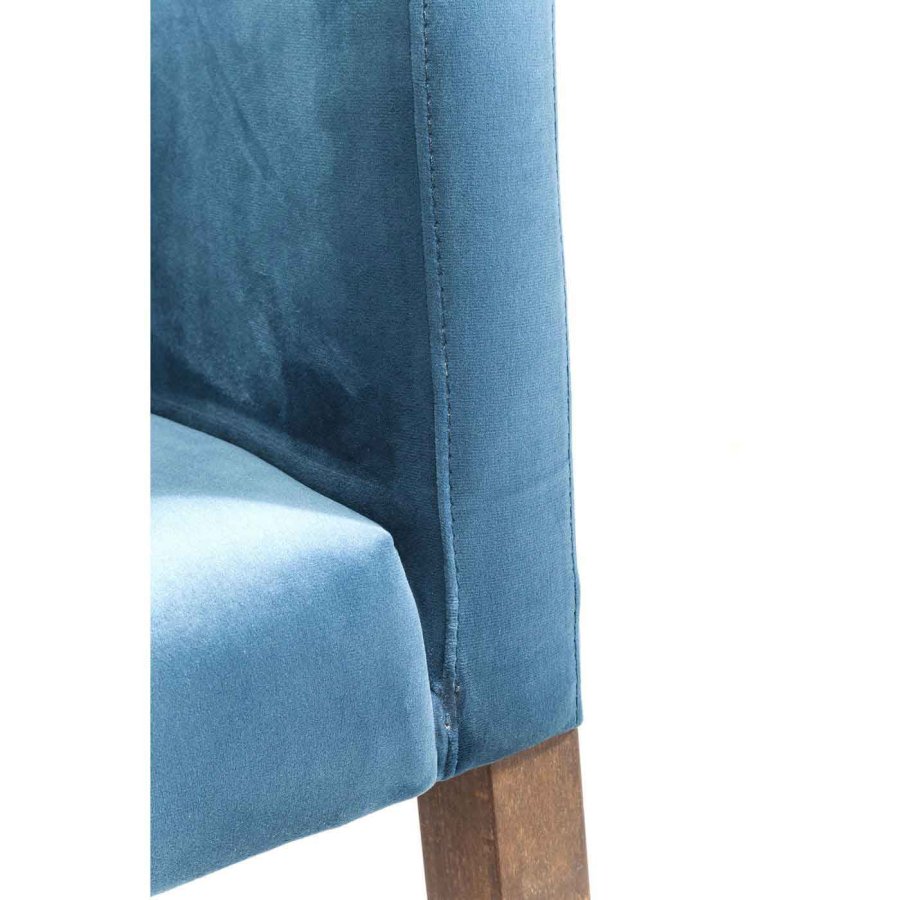KARE DESIGN Mode Velvet Bluegreen spisebordsstol - petrol polyester/natur bg, m. armln