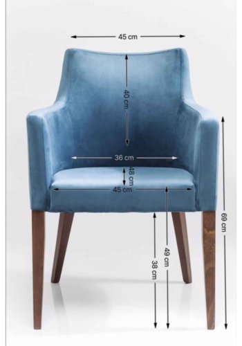 KARE DESIGN Mode Velvet Bluegreen spisebordsstol - petrol polyester/natur bg, m. armln