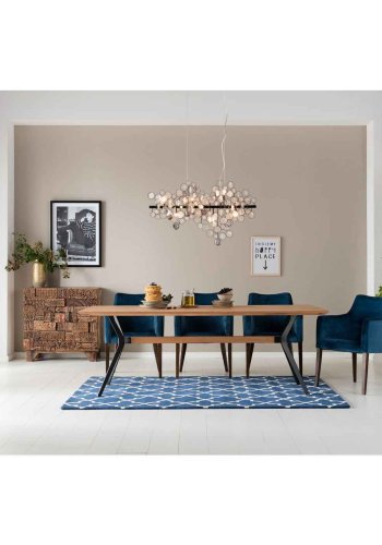 KARE DESIGN Mode Velvet Bluegreen spisebordsstol - petrol polyester/natur bg, m. armln