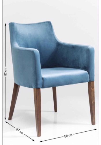 KARE DESIGN Mode Velvet Bluegreen spisebordsstol - petrol polyester/natur bg, m. armln