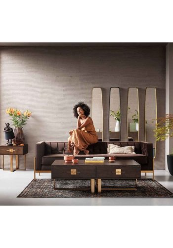 KARE DESIGN Clip Brass vgspejl, rektangulr - spejlglas og messing aluminium (177x32)