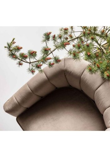 KARE DESIGN Pure Elegance Sessel - hellbrauner Stoff und goldener Stahl, mit Armlehnen