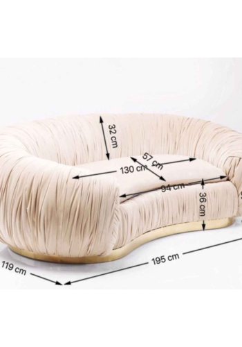 KARE DESIGN Perugia Sofa – cremefarbener Stoff mit Vorhängen und goldenem Stahl, 2 Pers.