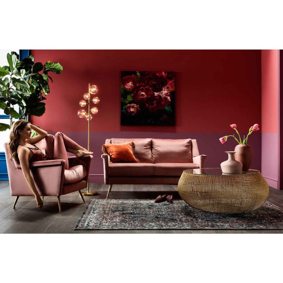 KARE DESIGN Cesta Couchtisch - messingbeschichteter Stahl und Klarglas, rund ( 105)