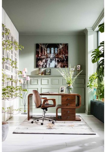 KARE DESIGN Soft Snake skrivebord - valnddefarvet tr, m. 4 skuffer (150x70)