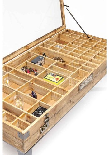 KARE DESIGN Collector salongbord, med oppbevaring - klart glass og naturlig grantre (122x55)