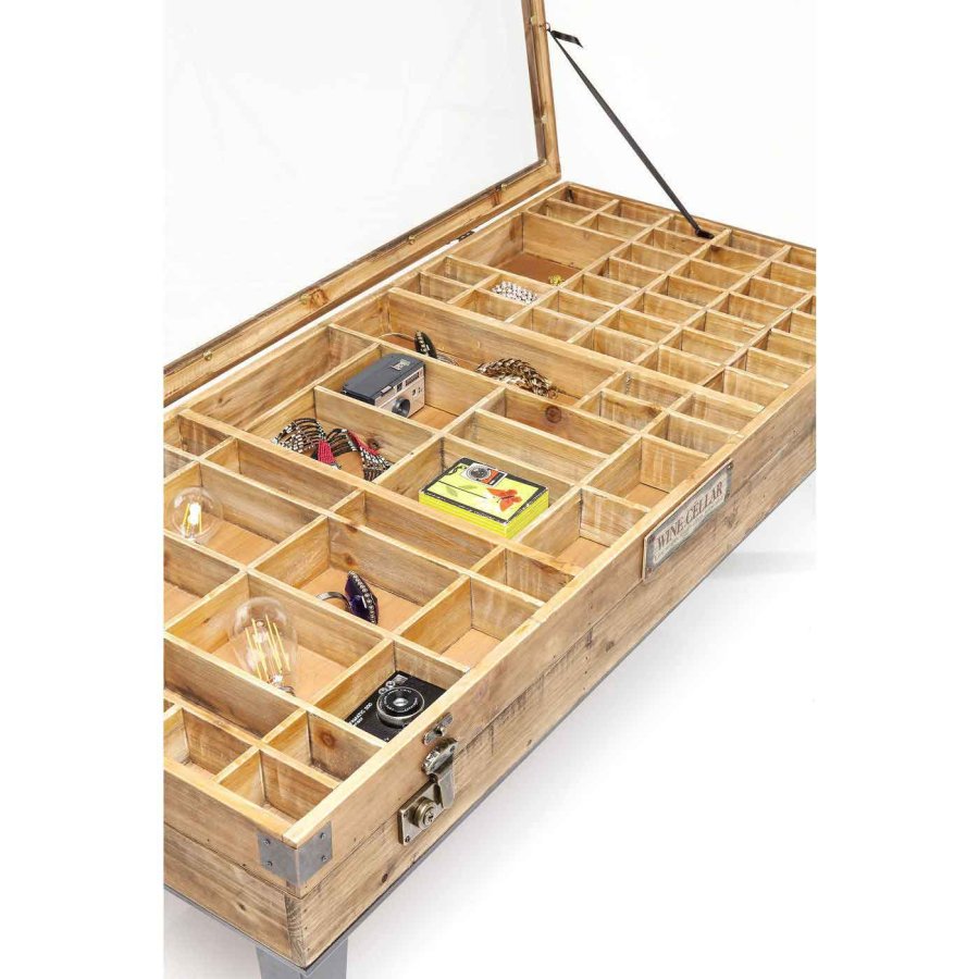 KARE DESIGN Collector salongbord, med oppbevaring - klart glass og naturlig grantre (122x55)