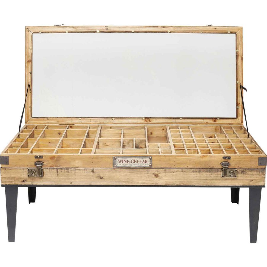 KARE DESIGN Collector salongbord, med oppbevaring - klart glass og naturlig grantre (122x55)