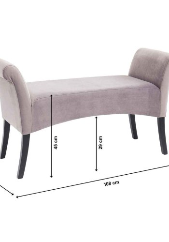 KARE DESIGN Motley benk, med armlener - slvgr polyesterflyel og bk (107x38) 