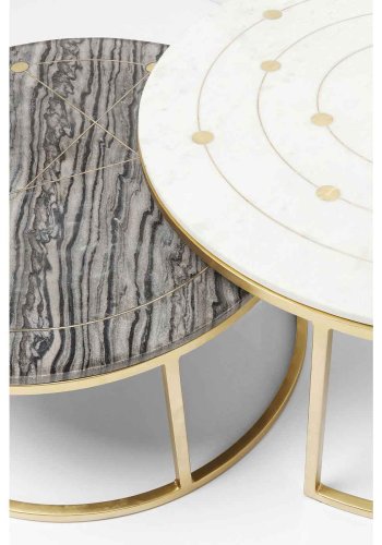 KARE DESIGN Mystic sidebord, rund - marmor og messing stl (st af 2)