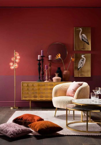 KARE DESIGN Mystic sidebord, rund - marmor og messing stl (st af 2)