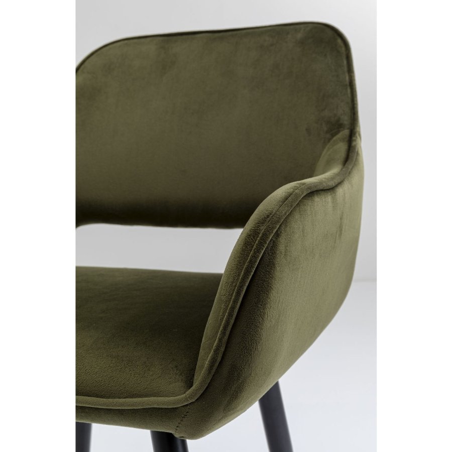 KARE DESIGN San Francisco spisebordsstol - mrkegrn polyester og stl, m. armln