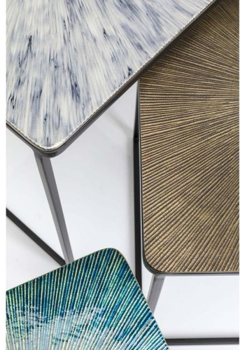 KARE DESIGN Ray indskudsbord - hvid/brun/grn aluminium og stl, (st á 3)