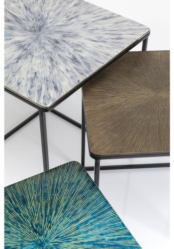 KARE DESIGN Ray indskudsbord - hvid/brun/grn aluminium og stl, (st á 3)