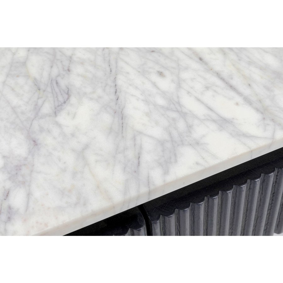 KARE DESIGN oval Glenn konsolbord, m. 2 skuffer - marmor, mangotr og stl (100x32)