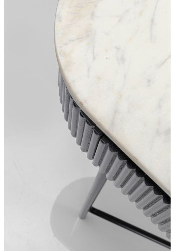 KARE DESIGN oval Glenn konsolbord, m. 2 skuffer - marmor, mangotr og stl (100x32)