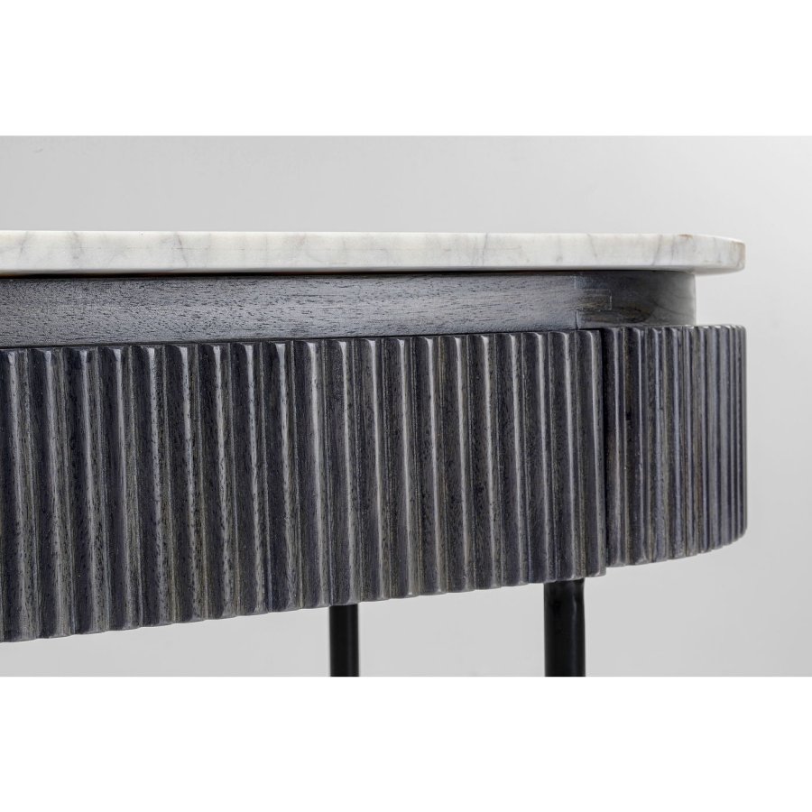 KARE DESIGN oval Glenn konsolbord, m. 2 skuffer - marmor, mangotr og stl (100x32)