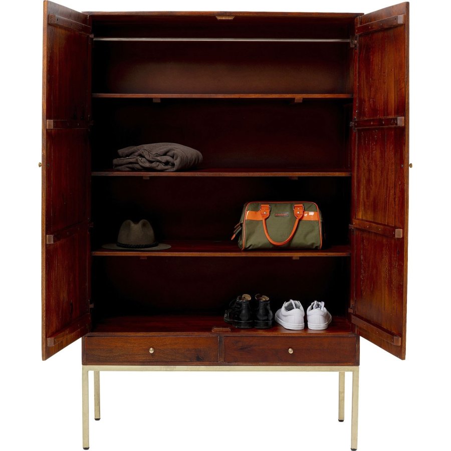KARE DESIGN Muskat garderobeskab, m. 2 lger og 2 skuffer - mangotr og messing stl