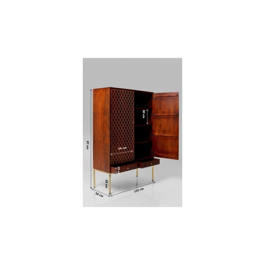 KARE DESIGN Muskat garderobeskab, m. 2 lger og 2 skuffer - mangotr og messing stl