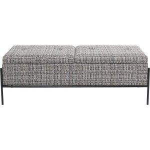 KARE DESIGN Buttons bnk, m. opbevaring - sort/hvid stof og sort stl (120x40)