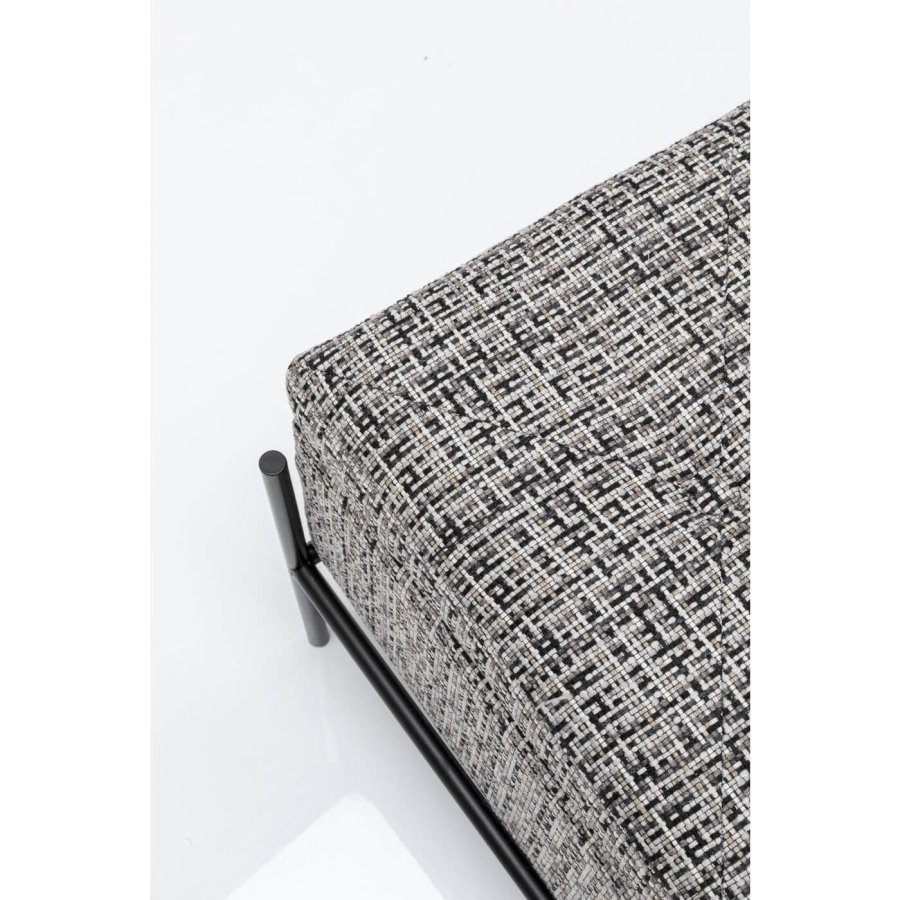 KARE DESIGN Buttons benk, med oppbevaring - svart/hvitt stoff og svart stl (120x40)