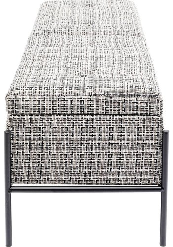 KARE DESIGN Buttons benk, med oppbevaring - svart/hvitt stoff og svart stl (120x40)