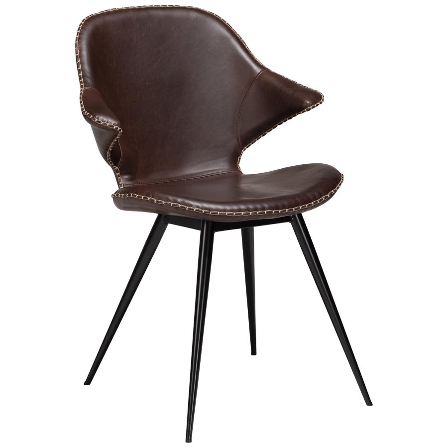 DAN-FORM Karma Esszimmerstuhl – Vintage-braunes Kunstleder und schwarzer Stahl