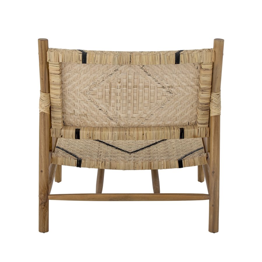 CREATIVE COLLECTION Lennox Loungesessel – natürliches/schwarzes Rattan und natürliches Teakholz