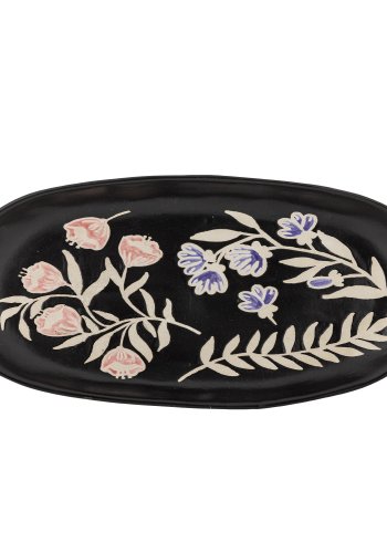 BLOOMINGVILLE Amberly Serviertablett, Schwarz, Steingut (L41xH4xB19,5 cm)