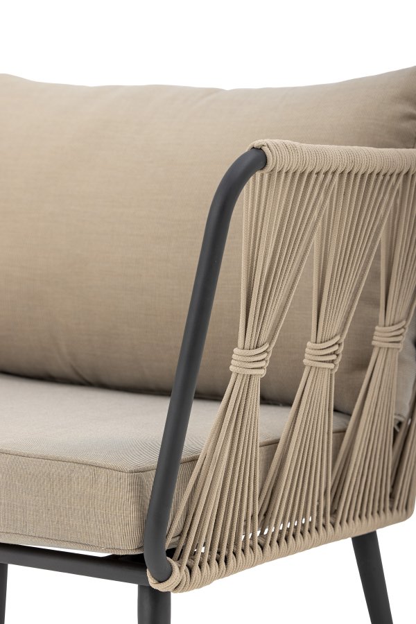 BLOOMINGVILLE Pavone utendrs lenestol, med armlener, beigebrune puter - lysebrunt tau/svart metall