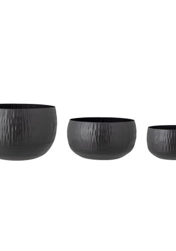 BLOOMINGVILLE Abisha blomsterpottehylle, rund - svart jern (sett med 3)