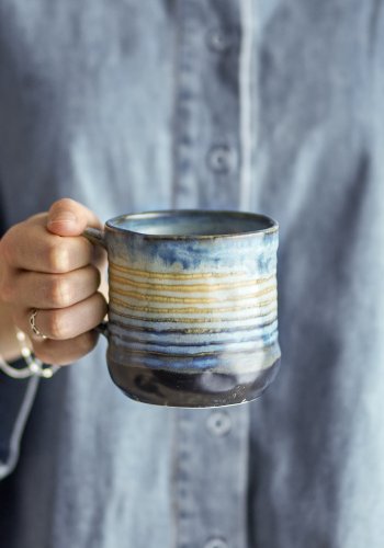 BLOOMINGVILLE Deana Tasse, Blau, Steingut (D8,5xH9 cm, 4er-Set)