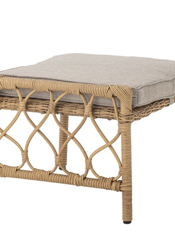 BLOOMINGVILLE Belluce Outdoor Loungesessel, mit Hocker, Armlehnen und Kissen – natürliches Polyrattan