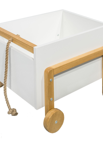 Victor oppbevaringsboks, med hjul - hvit laminat og naturlig eik