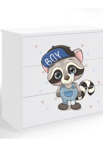 Babydreams barnekommode med vaskebjrn, m. 3 skuffer - hvit laminat